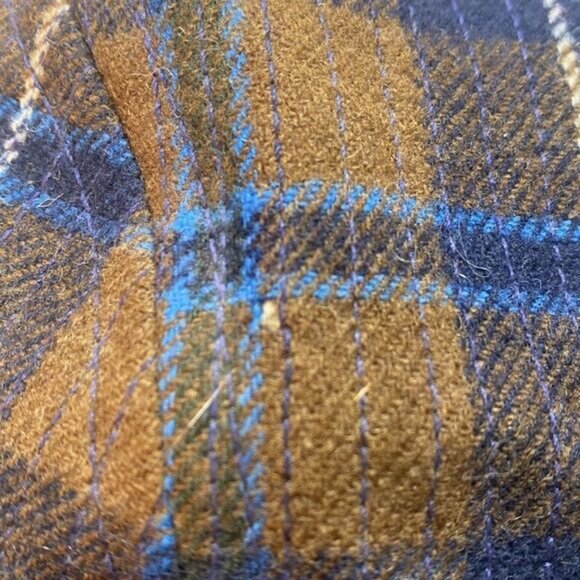 Vintage Pendleton Plaid Wool Bucket Hat 7 1/4 Blue & Brown Checkered Design - Picture 3 of 6